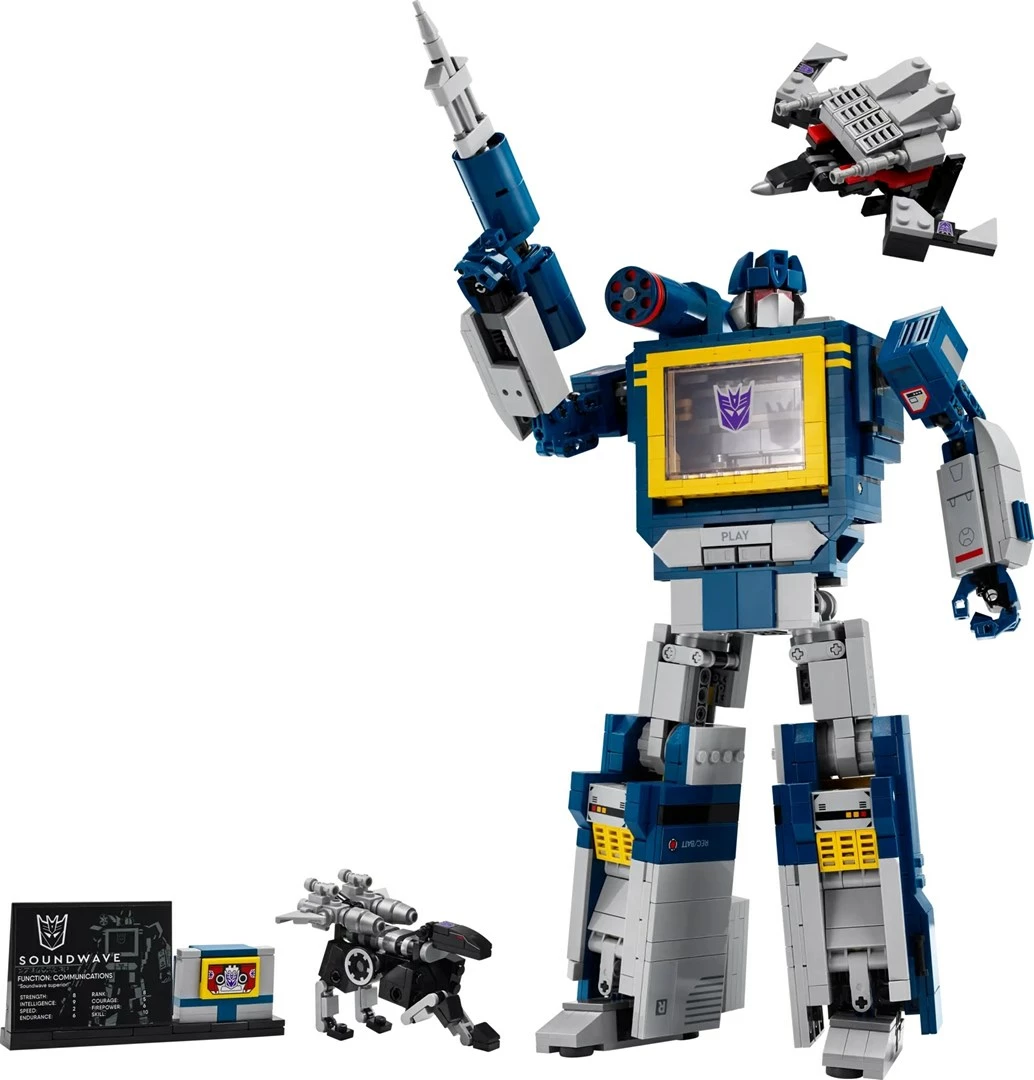 Set LEGO ICONS Transformers Soundwave 10358, për të rritur, 1508 pjesë