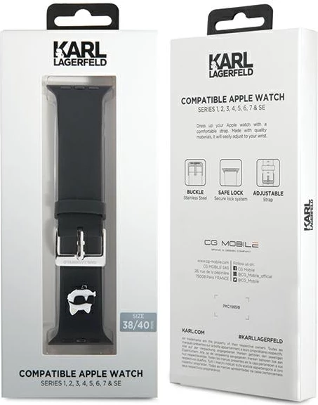 Rrip Apple Watch Karl Lagerfeld 3D Rubber Choupette Head, silikon, i zi, 38/40/41mm