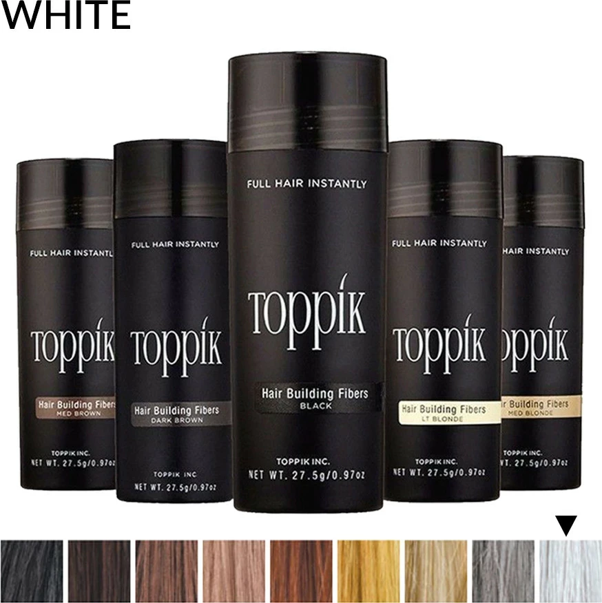 Fibra për flokë Toppik Hair Fiber 27.5 g, deri 50 aplikime, e bardhë