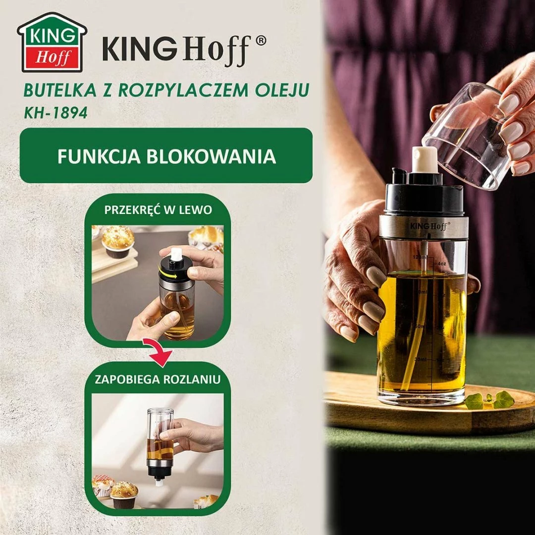Spërkatës për vaj dhe uthull KingHoff KH-1894, 150 ml, transparent