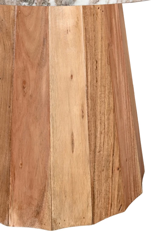 Tavolinë e rrumbullakët, dru akacie natyrale, sipërfaqe mermeri, D150x76cm