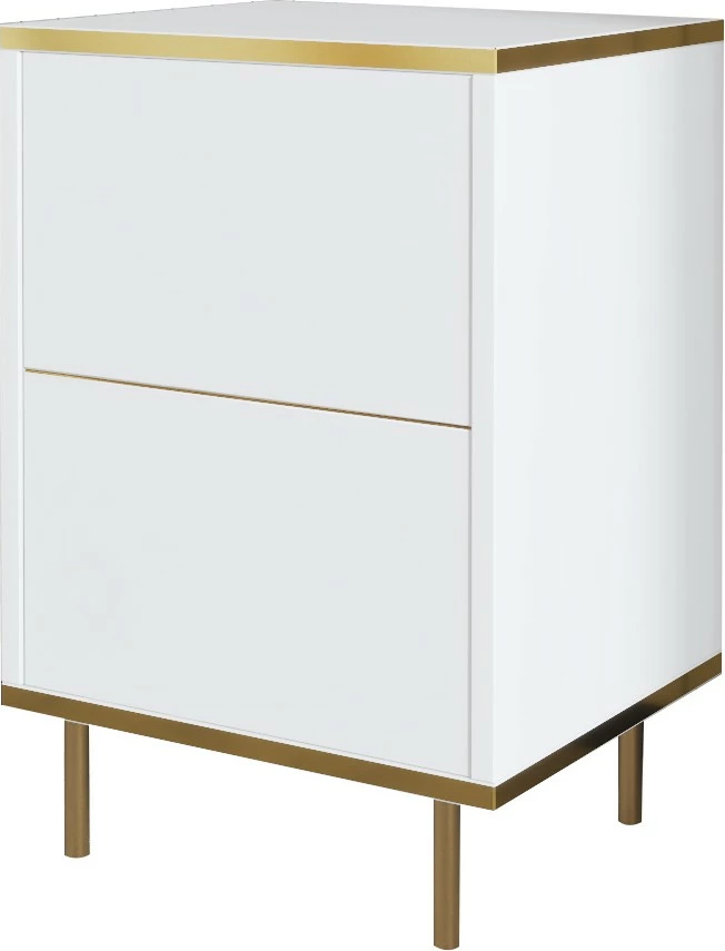 Komodinë Hanah Home, e bardhë, e artë
