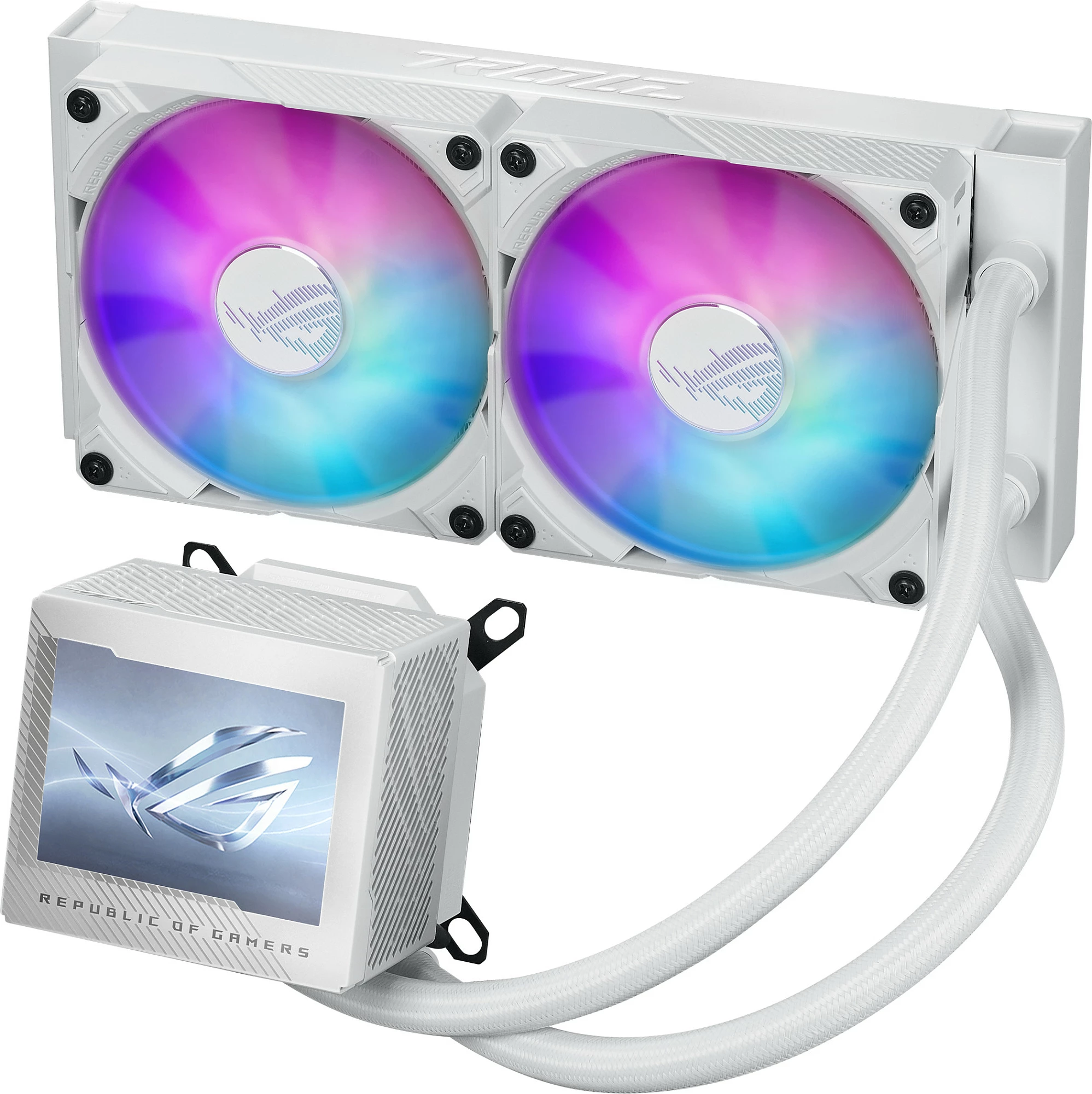 Ftohës uji ASUS ROG Ryujin III 240 ARGB, 3.5” LCD, 2x120mm, i bardhë
