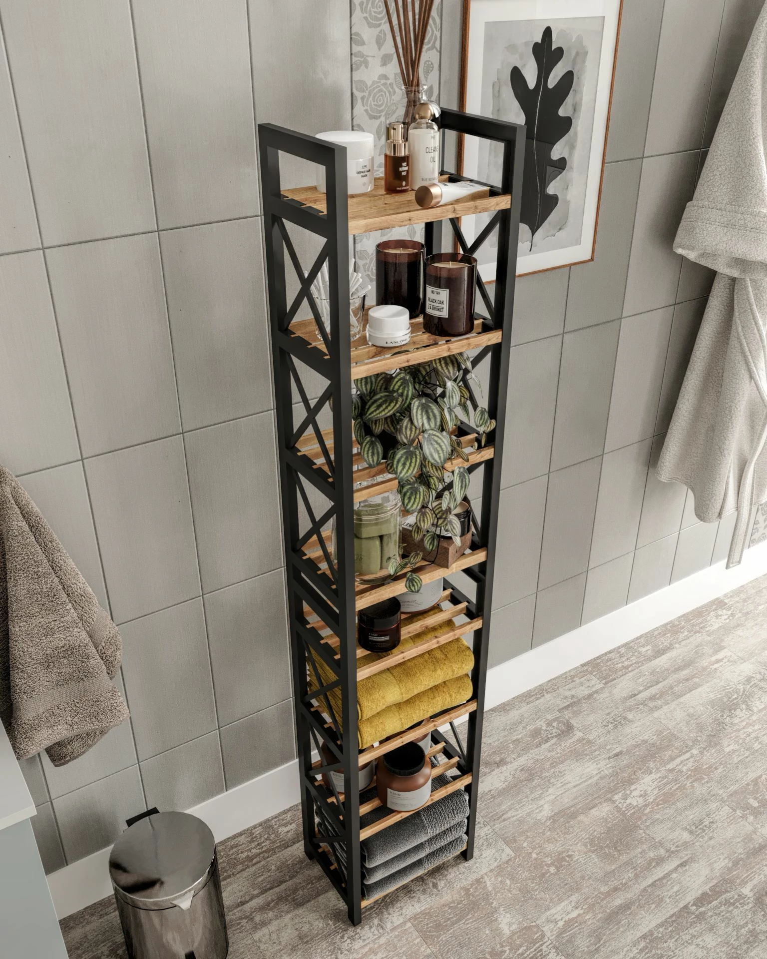 Raft multifunksional Skye Decor, Mini Flower 8, ngjyrë e zezë