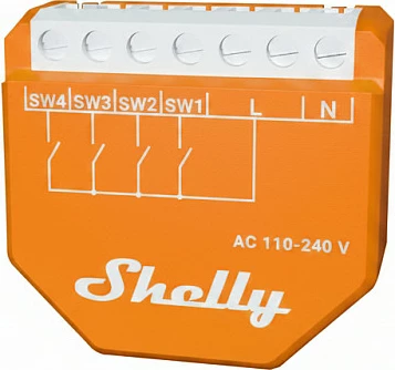 Modul Smart Home Shelly Wave i4 LR, Z-Wave, 4 hyrje switch, AC 110-240V, portokalli