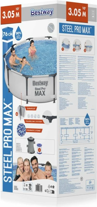 Pishinë kornizë Bestway Steel Pro Max 56408, 305x76cm, set