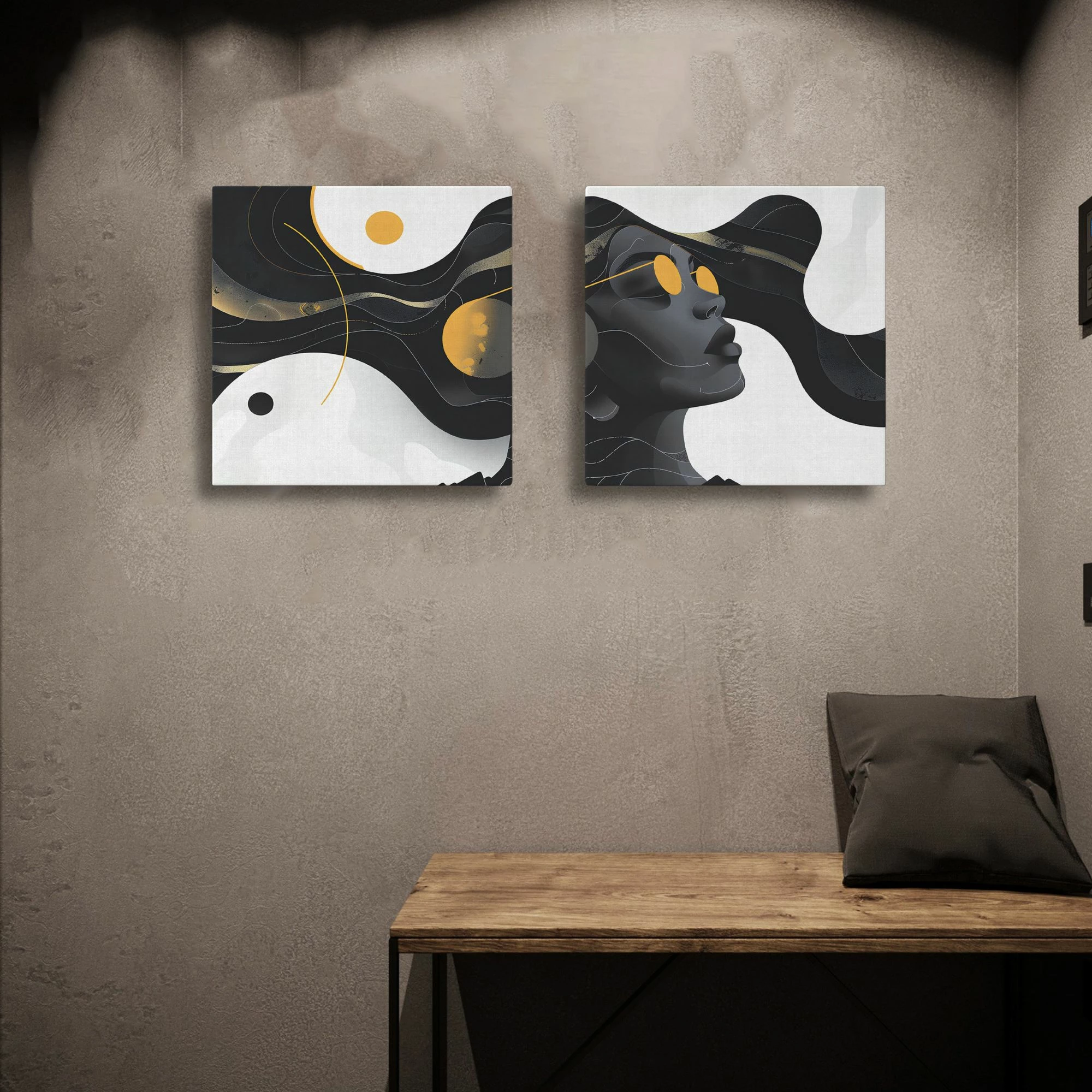Pikturë dekorative në kanavacë (2 copë), Wallity, ASR2-CNV25-15, 40x40 cm