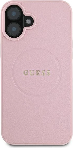 Mbështjellës Guess Grained Gold Ring MagSafe për iPhone 16 Plus, Rozë