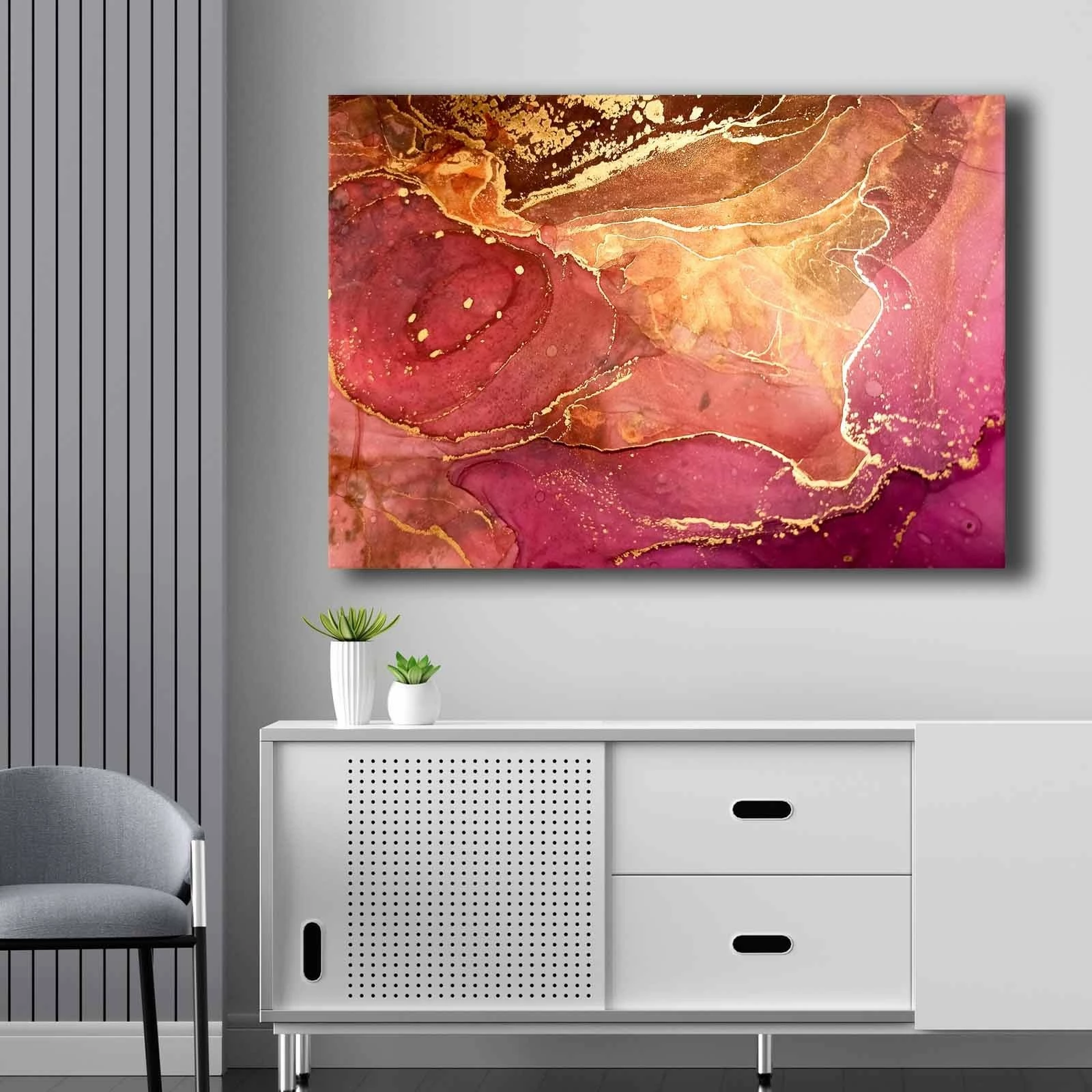 Pikturë dekorative në kanavacë, ngjyrë rozë dhe ar, Wallity 70100NISC-031, 70x100cm