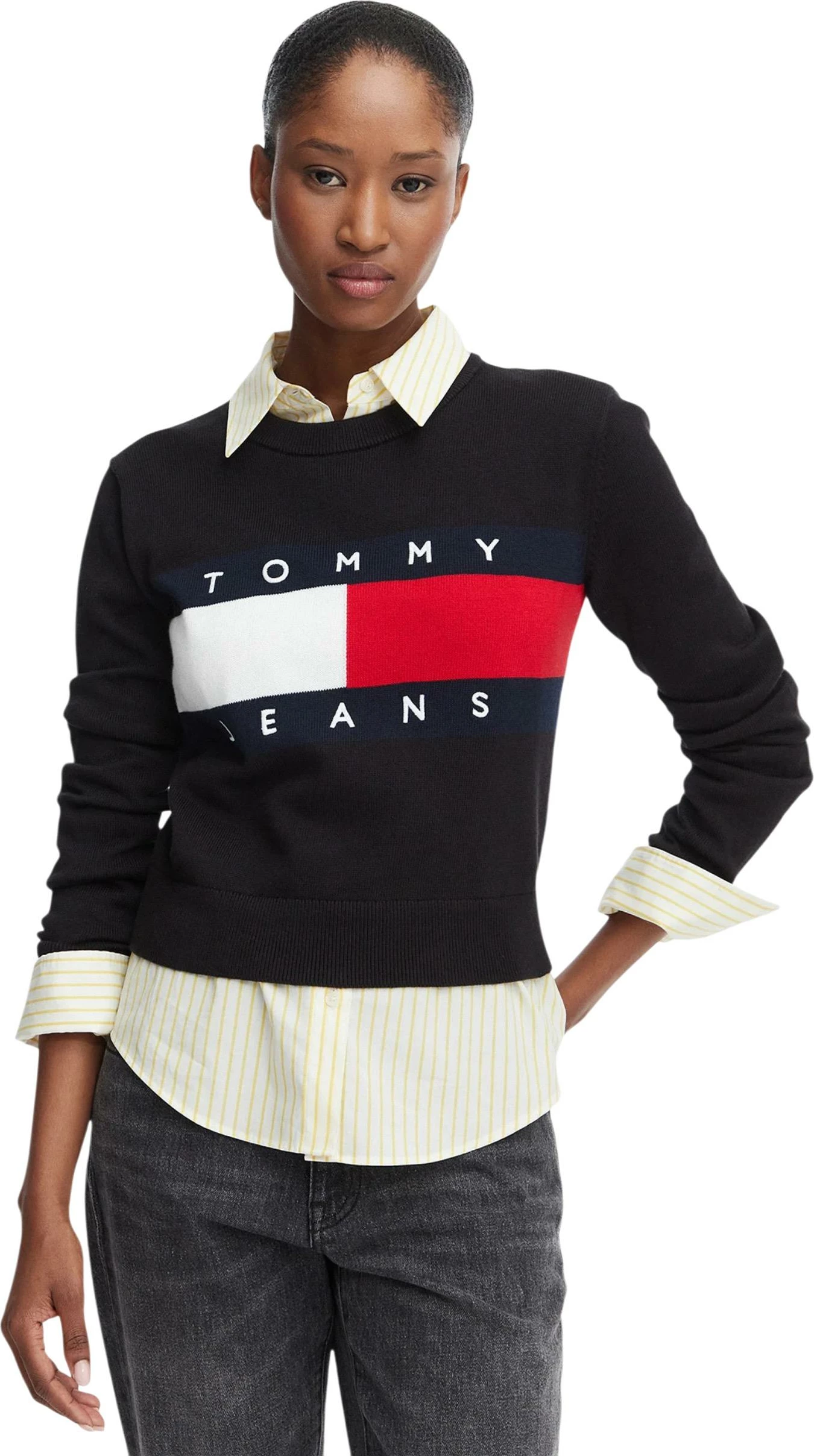Xhemper për femra Tommy Hilfiger Jeans DW0DW22930, i zi [Madhësia: M]