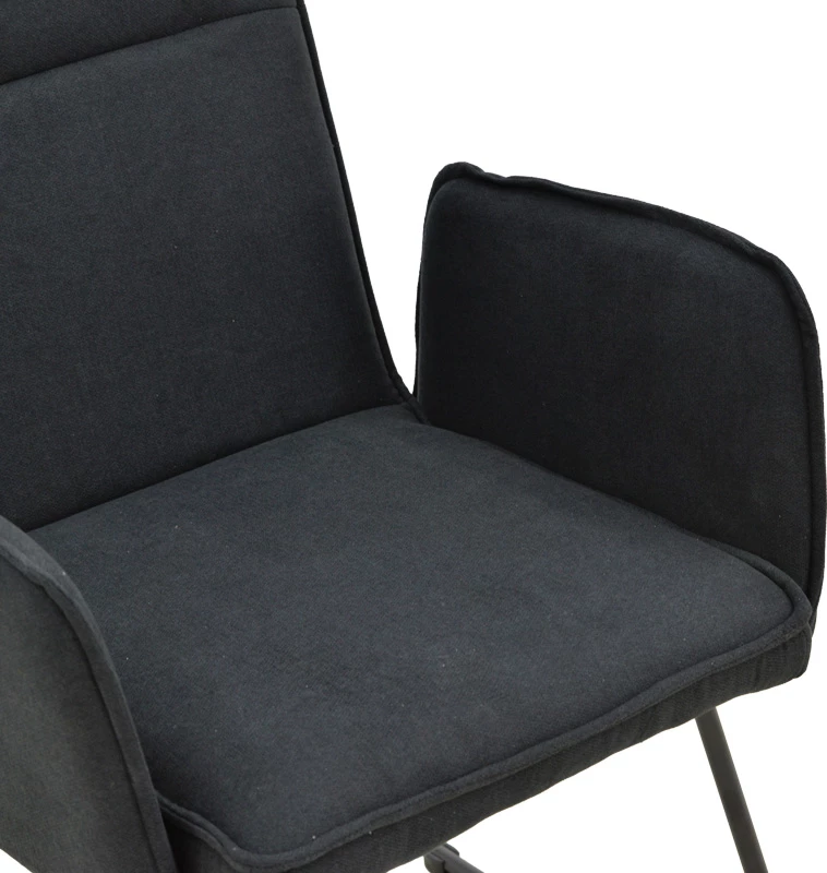 Karrige me krah Essential, set prej 4 copash, stof i zi, këmbë metalike të zeza, 55.5x59x89cm