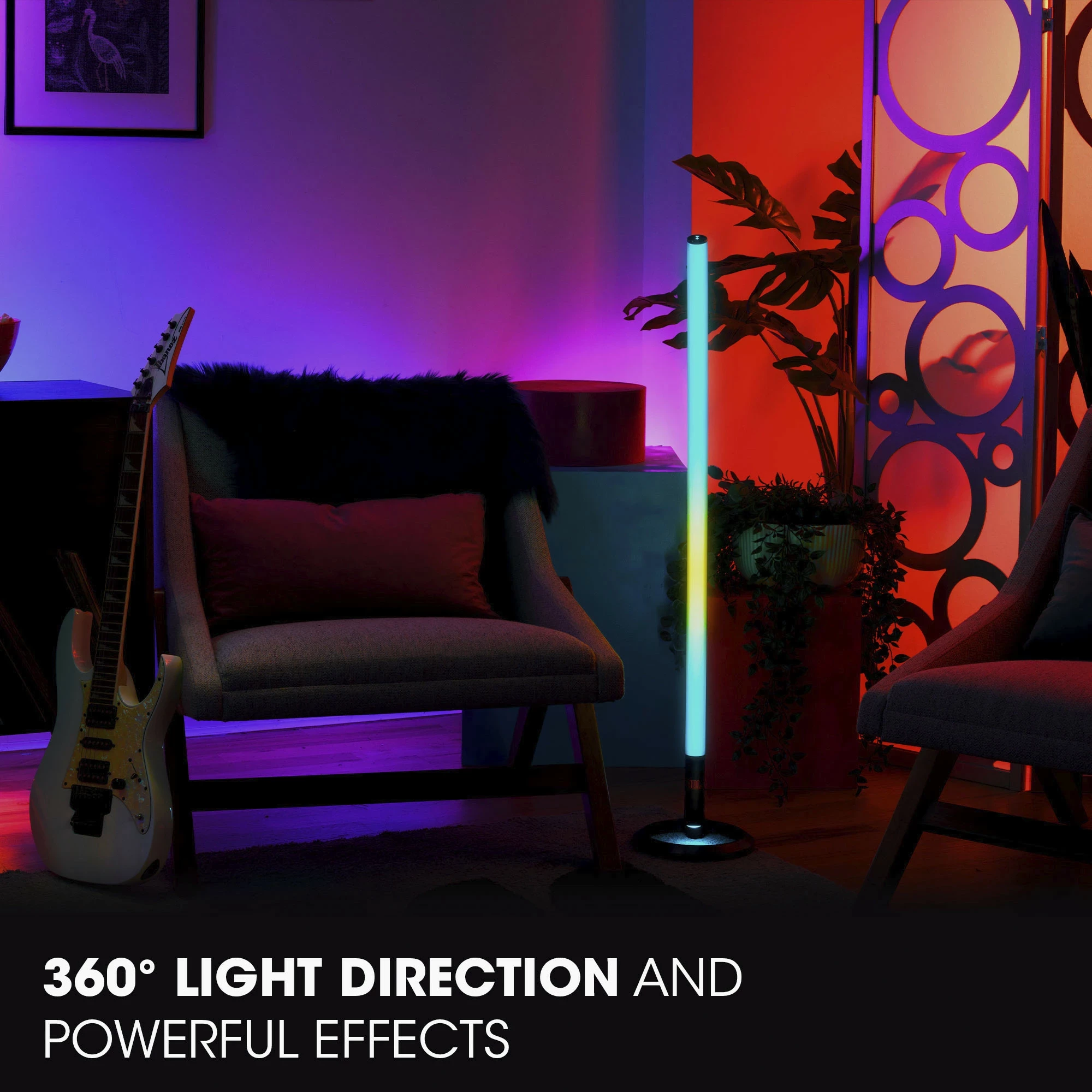 Dritë LED JBL PartyLight Stick, 360°, bateri 2500mAh, IPX4, e verdhë/rozë