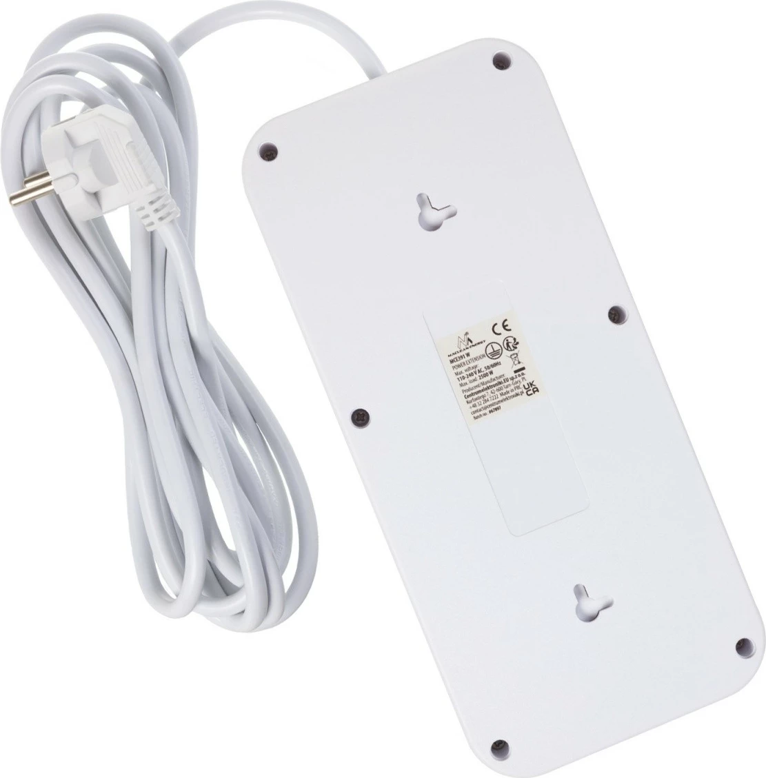Zgjatues elektrik Maclean MCE391 W, 6x Schuko, 4x USB-A + 1x USB-C, 2500W, 110-240V 50/60Hz, kabllo 3 m, me ndërprerës, e bardhë