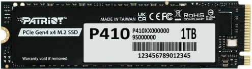SSD i brendshëm PATRIOT P410 (P410P1TBM28H) 1TB M.2 2280 NVMe PCIe Gen4 x4, e zezë