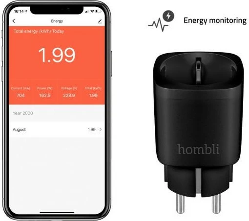 Smart WiFi Plug Hombli HBPP-0205, Wireless, iOS/Android, E zezë