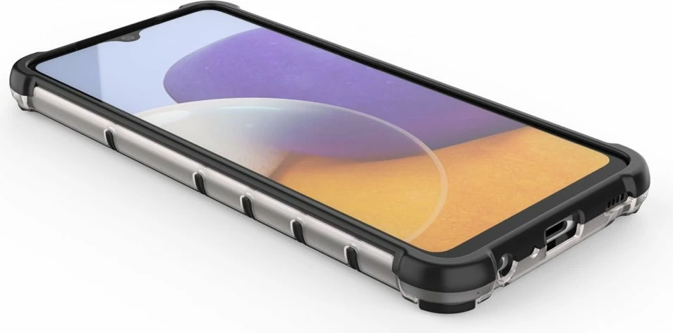 Mbështjellës Hurtel Honeycomb për Samsung Galaxy A22 4G, i zi