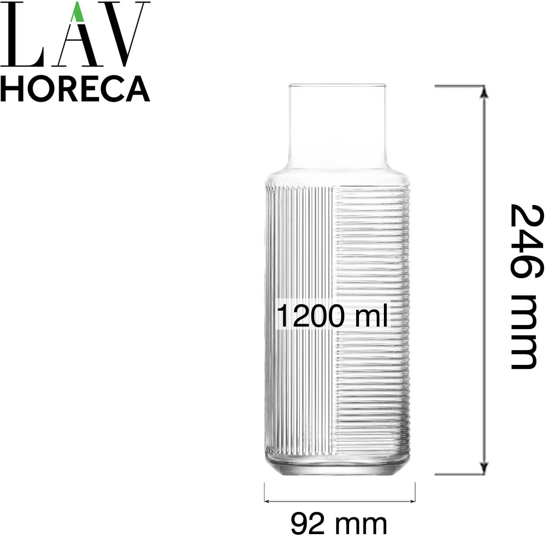 Karafë LAV Horeca Istanbul 1200 ml qelqi, transparente, set 12 copë