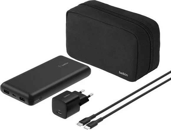 Power bank Belkin BoostCharge 20000 mAh, karikim i shpejtë, 3 porta, i zi