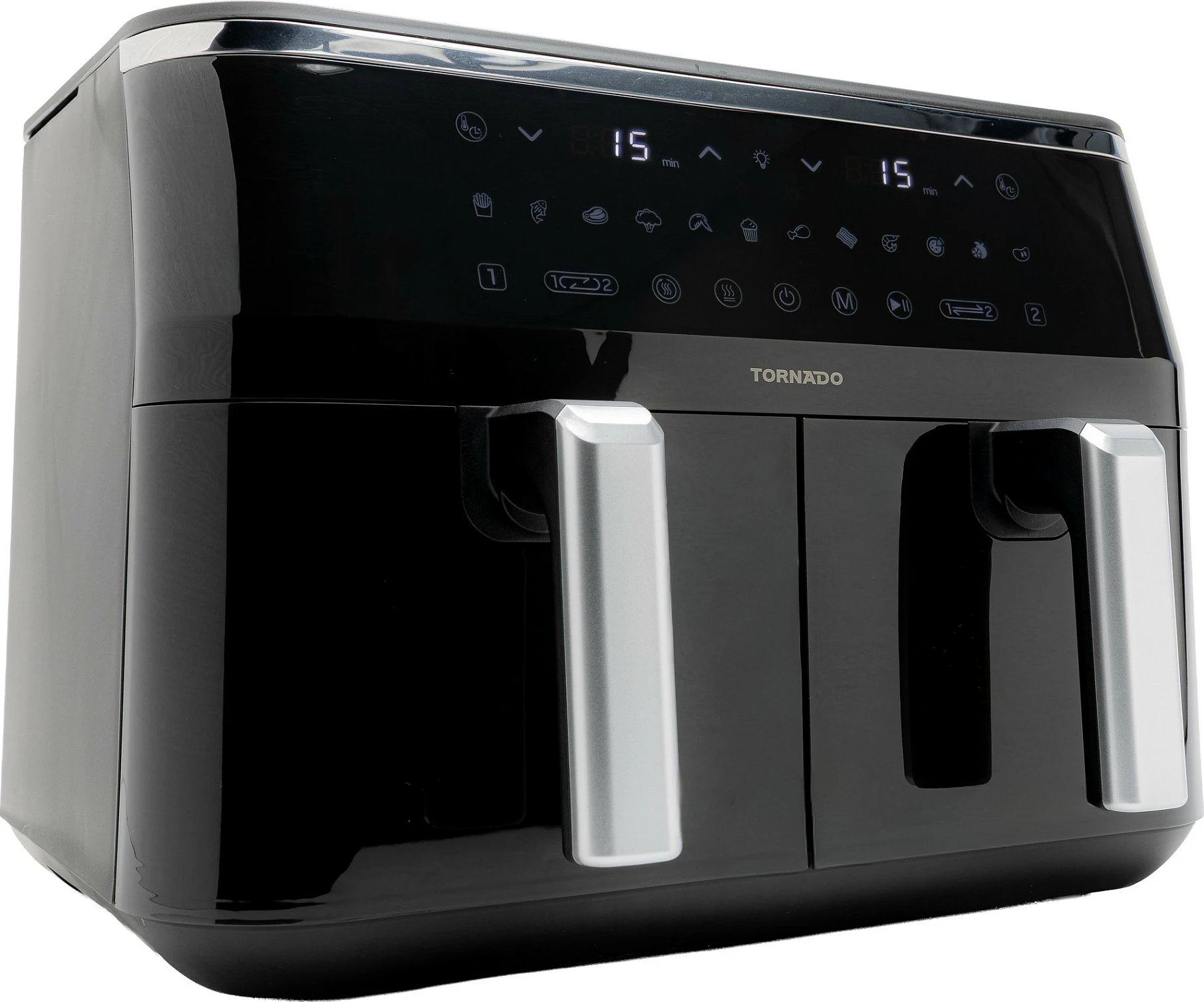 Air fryer Tornado TAFT-1000-GS Duo, dy shporta, panel digjital, e zezë