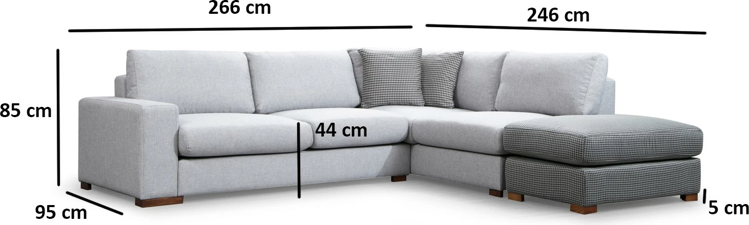 Këndare Atelier del Sofa, Loop 2, ngjyrë gri e çelët, me pouf