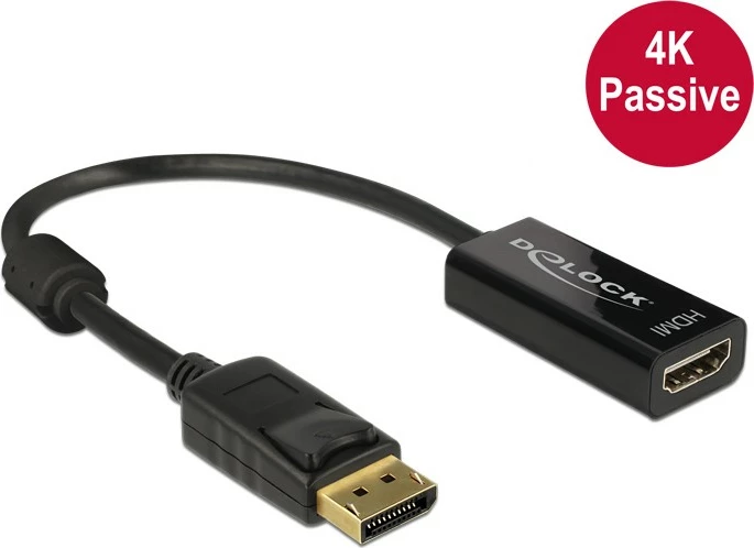 Adapter DisplayPort në HDMI DeLOCK 62609, 0.2m, i zi