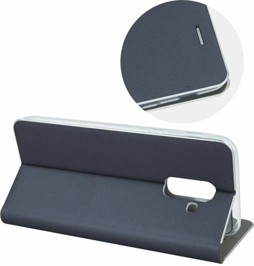 Mbështjellës flip HAVANA Premium për Samsung Galaxy S10 Lite G770 / Galaxy A91 A915, blu me skaj argjendi