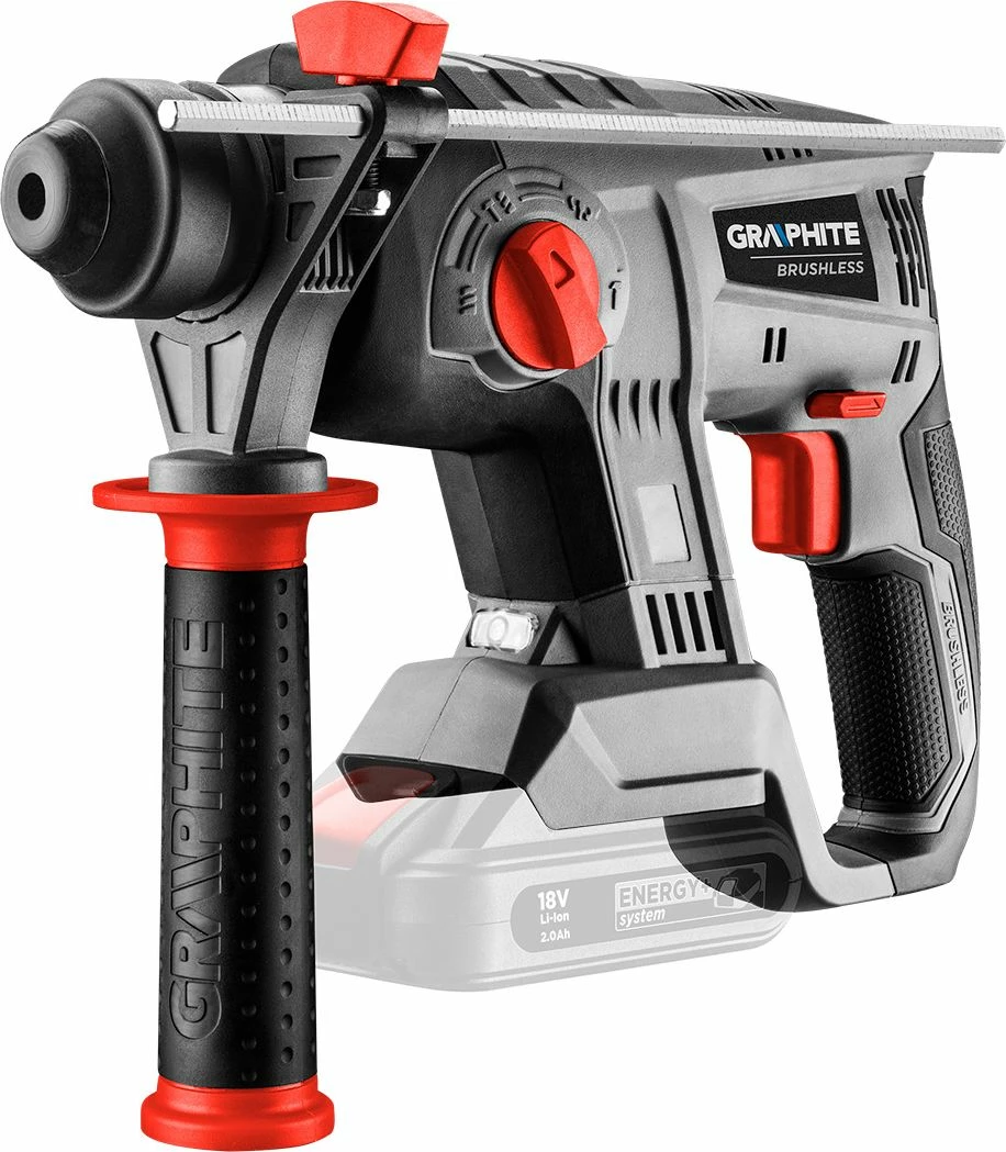 Perforator me bateri Graphite 58G027 18V SDS-Plus brushless (pa bateri, pa karikues) gri/kuqe