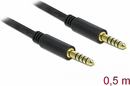 Kabllo audio DeLOCK 85790, 4.4mm mashkull-mashkull, 0.5m, e zezë