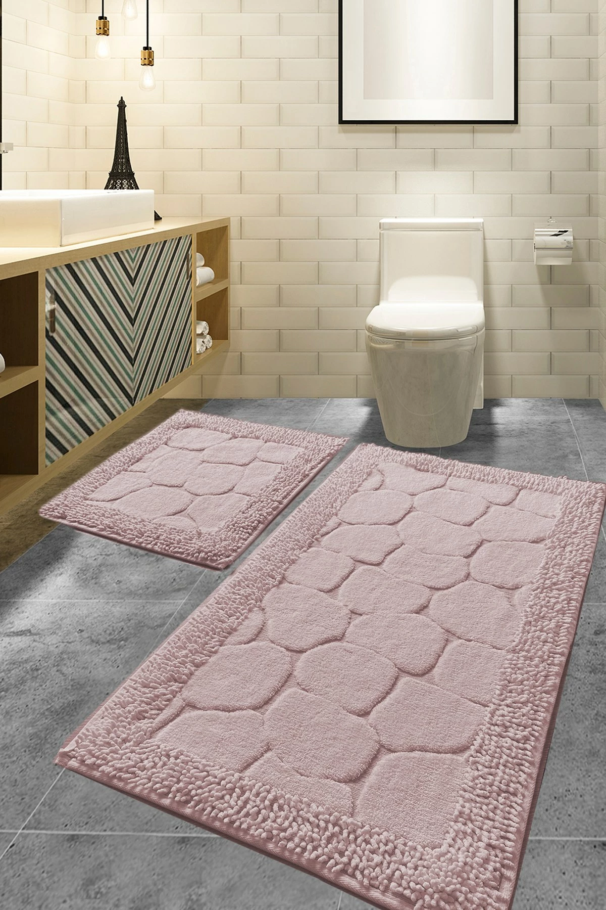 Set tapetash për banjo, 2 copë, ngjyrë gur-pudër, Mijölnir