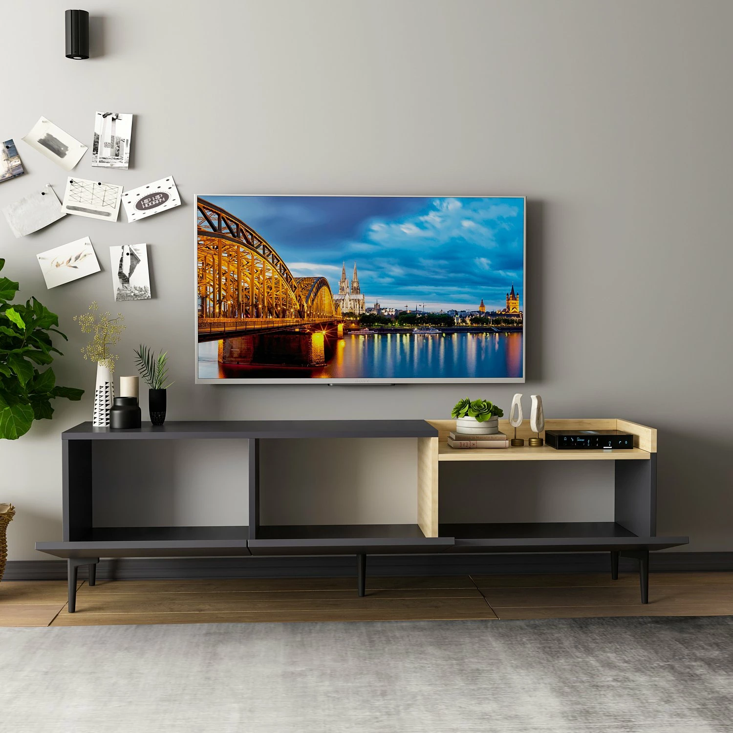 Komodë TV Hanah Home, Mia, ngjyrë antracit