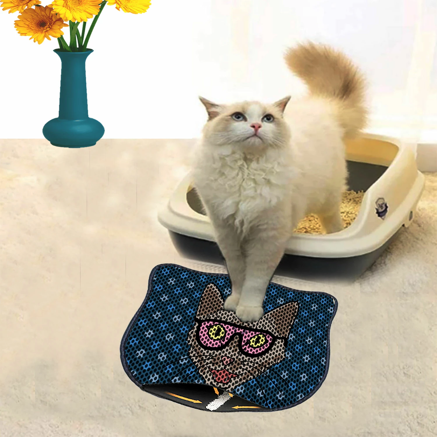 Tapet për rërë mace, shumëngjyrësh, Paws & Whiskers, Kdkafa0188, 40x50cm