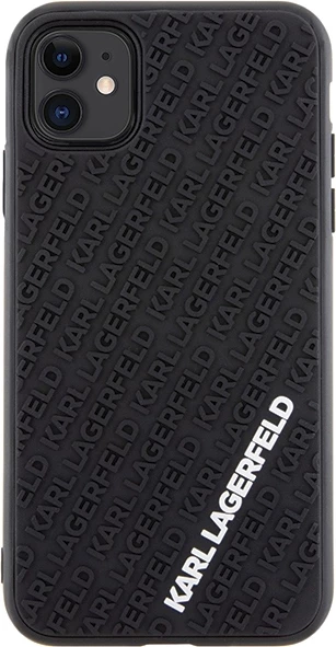 Mbështjellës Karl Lagerfeld KLHCN613DMKRLK për iPhone 11/XR 6.1", i zi, hardcase 3D Rubber Multi Logo