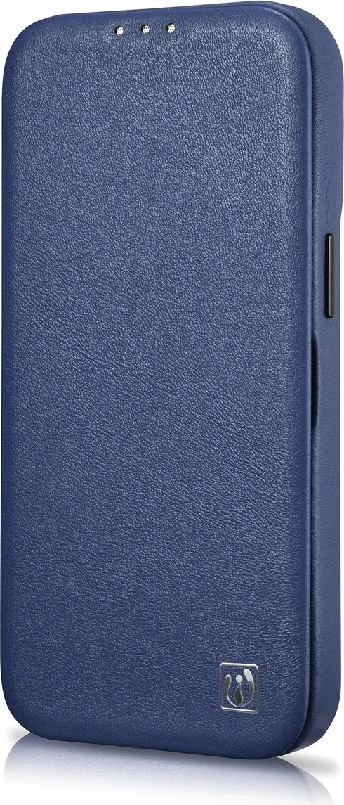 Mbështjellës iCarer CE Premium lëkurë folio për iPhone 14 Pro, MagSafe, Blu
