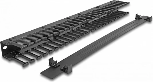 Panel menaxhimi kabllosh DeLOCK 19″, 1U, 3 hapje, i zi