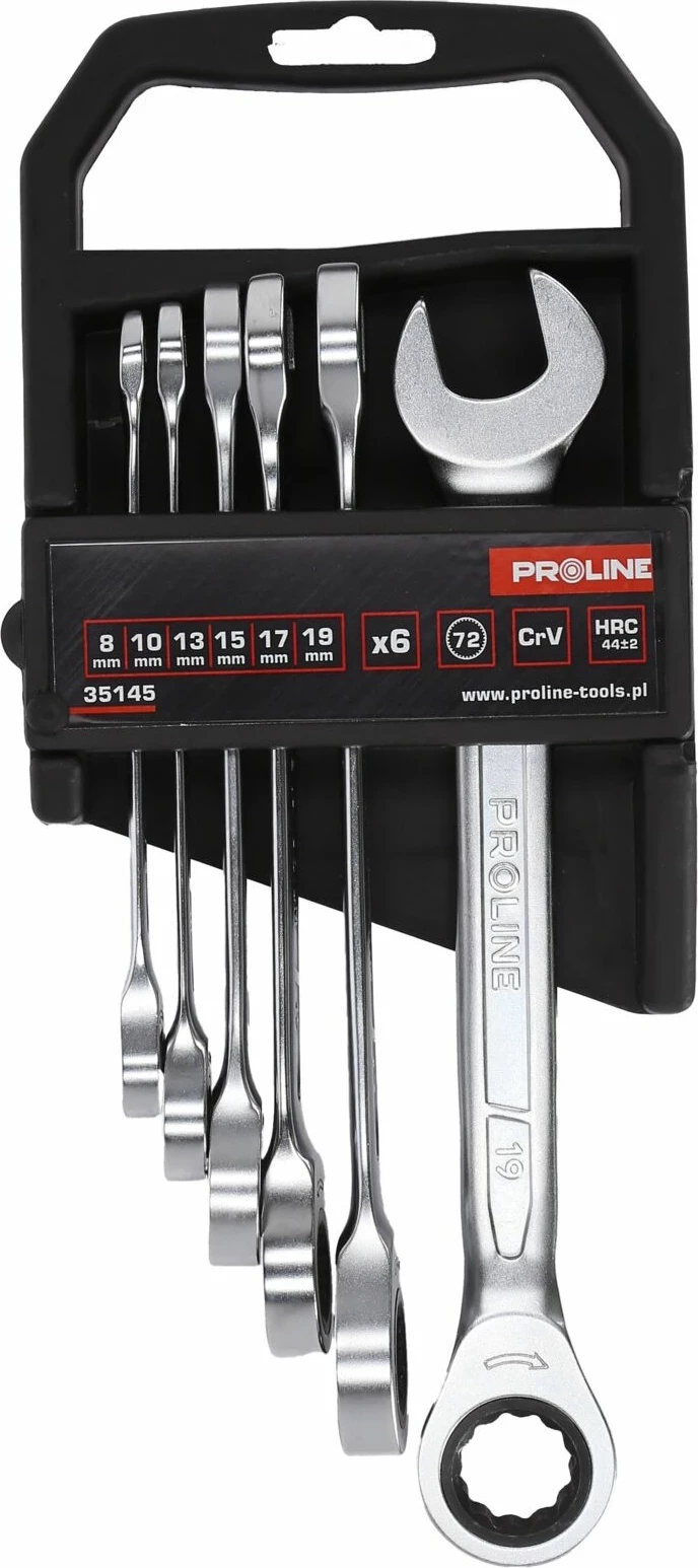 Set çelësa kombinues me ratchet PROLINE 35145 8-19 mm, 6 copë (8/10/13/15/17/19 mm)