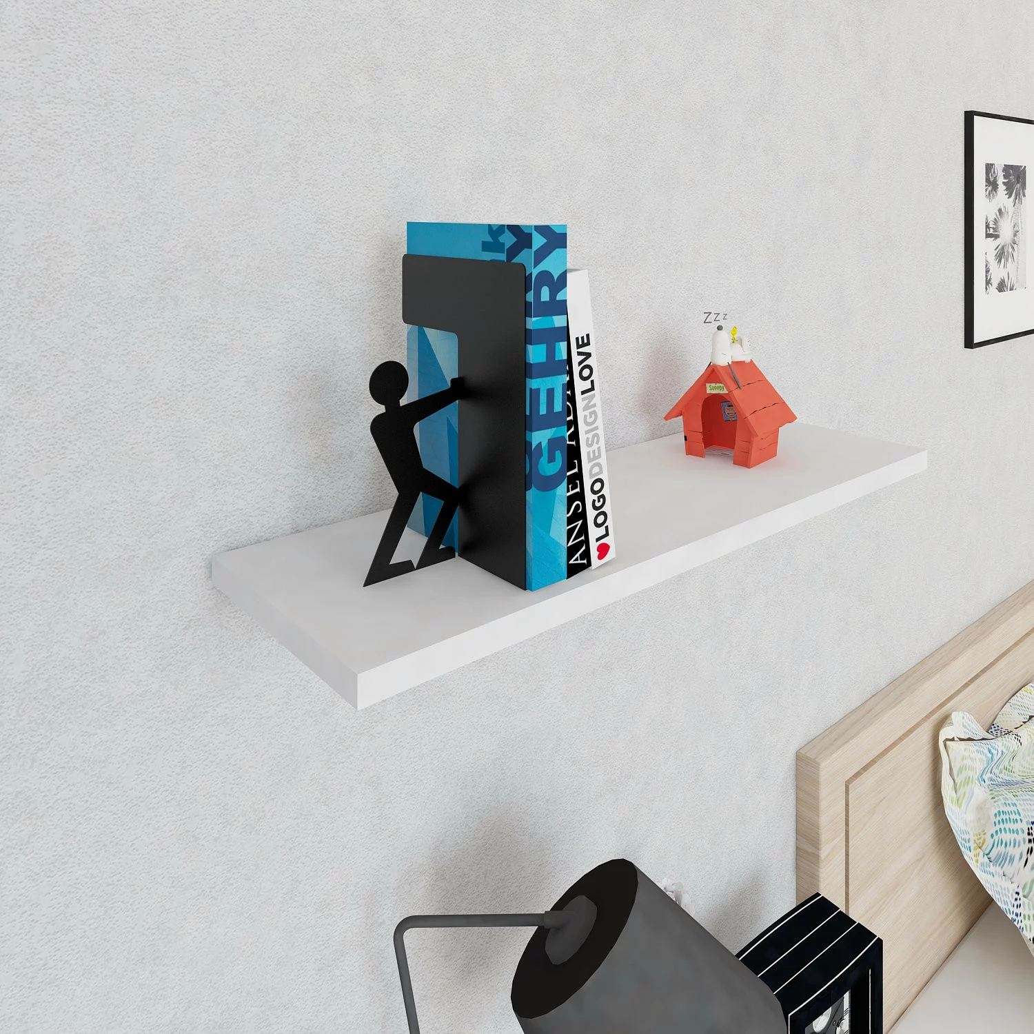 Mbajtës librash metalik, ngjyrë e zezë, Hanah Home, Adam