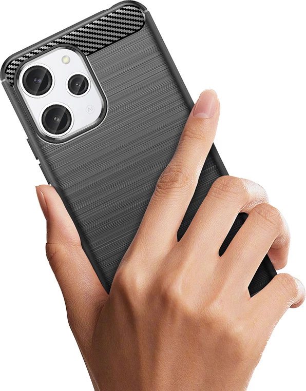 Mbështjellës Hurtel Carbon Case për Xiaomi Redmi 12, i zi