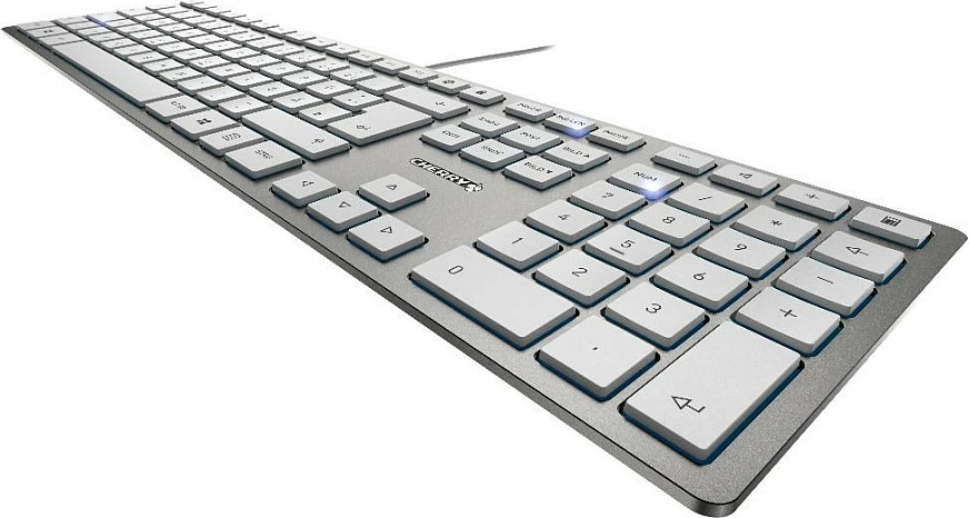 Tastierë Cherry KC 6000 SLIM, layout belg, slim, me kabllo, gri/bardhë