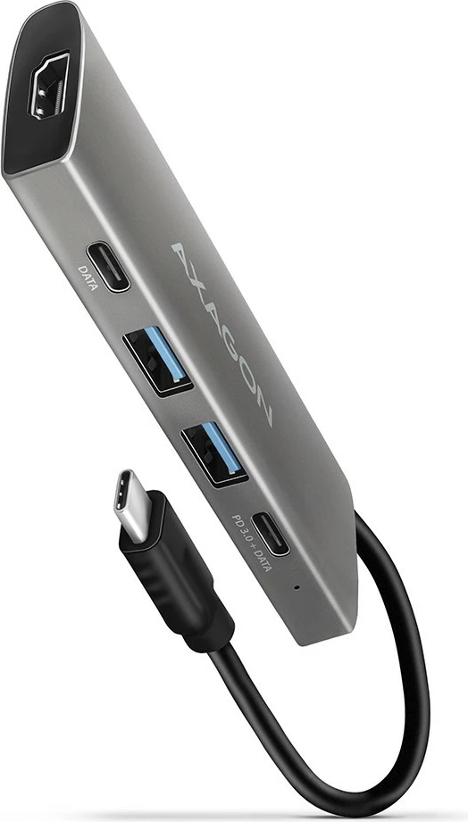 Hub USB-C AXAGON HMC-5G2, 5 porte, 10Gbps, HDMI 4K/60Hz, PD 100W, 13cm, zi/gri