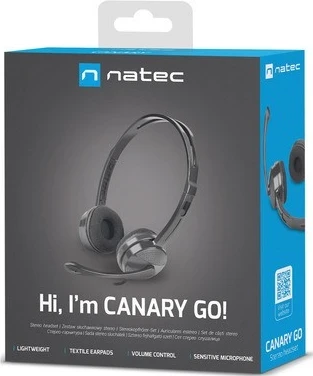 Kufje Natec Canary Go me mikrofon, 2m, të zeza