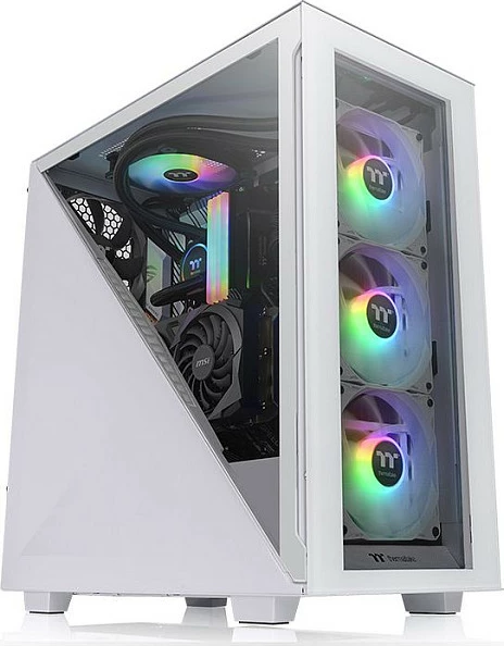 Kasë Thermaltake Divider 300 TG Snow, Midi Tower, Tempered Glass, RGB, e bardhë