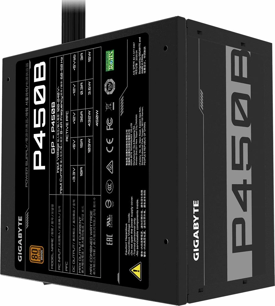 Furnizues rryme Gigabyte GP-P450B 450W 80 Plus Bronze ATX, i zi