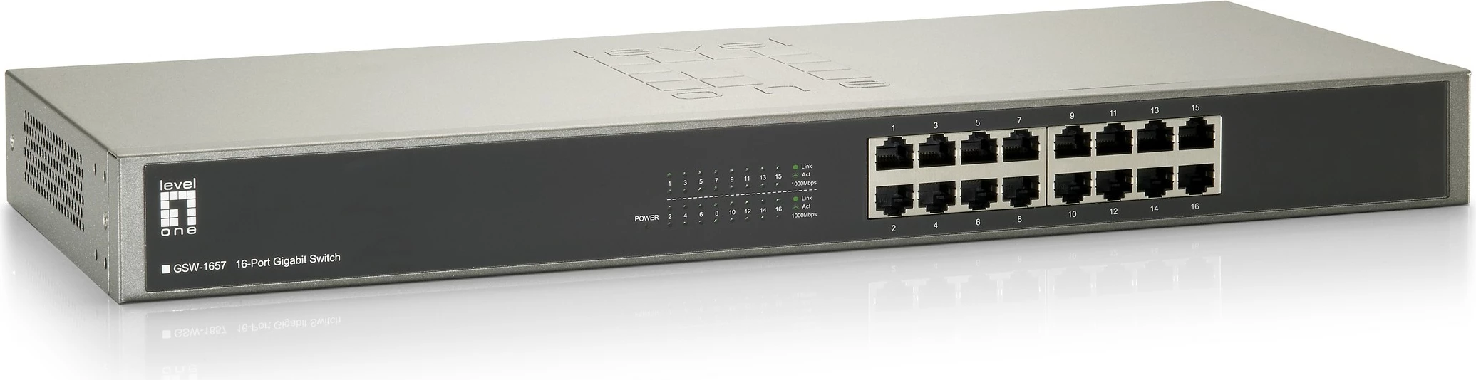 Switch LevelOne 16-Port Gigabit, Unmanaged, Rack mounting