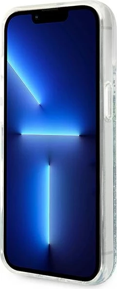 Mbështjellës Guess Flower Liquid Glitter për iPhone 14 6.1", i gjelbër, hardcase