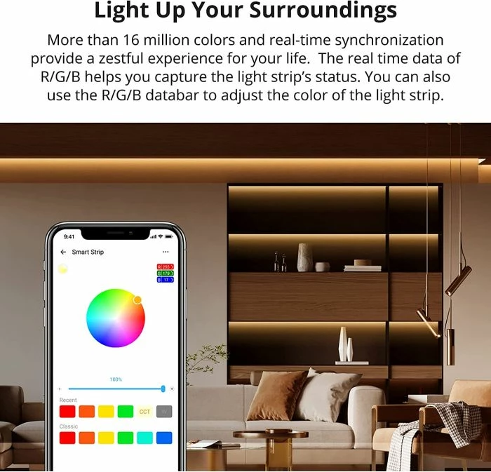 Shirit LED Wi-Fi SONOFF L2-5M 5m IP65, set me telekomandë IR dhe adaptor, RGB