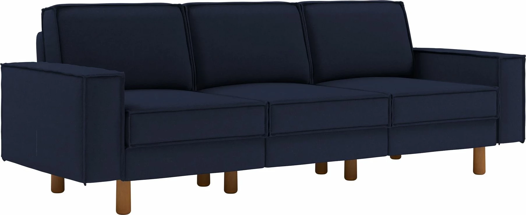 Divan treshe, ngjyrë blu nate, këmbë arrë, Atelier del Sofa Sparrow Extra