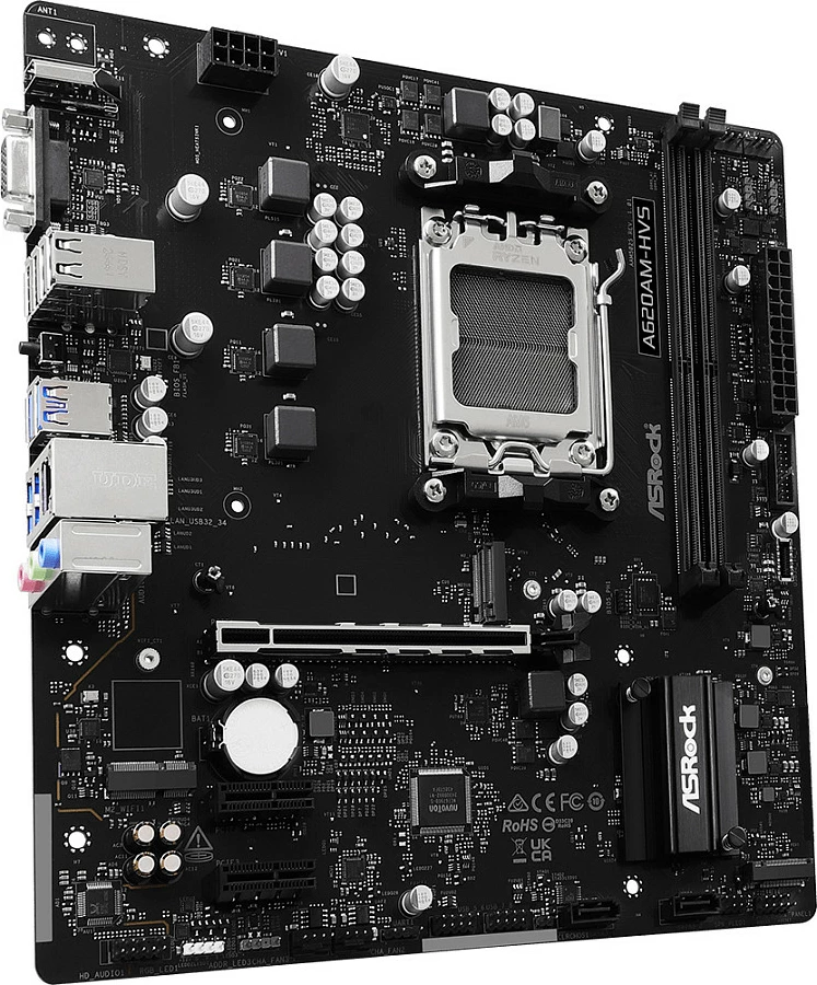 Pllakë amë ASRock A620AM-HVS, Socket AM5, DDR5 deri 128GB, M.2 PCIe 4.0, HDMI 2.1, e zezë