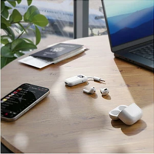 Transmetues audio Bluetooth ALOGIC SkySound, 3.5mm, Bluetooth 5.2, me ekran, i bardhë