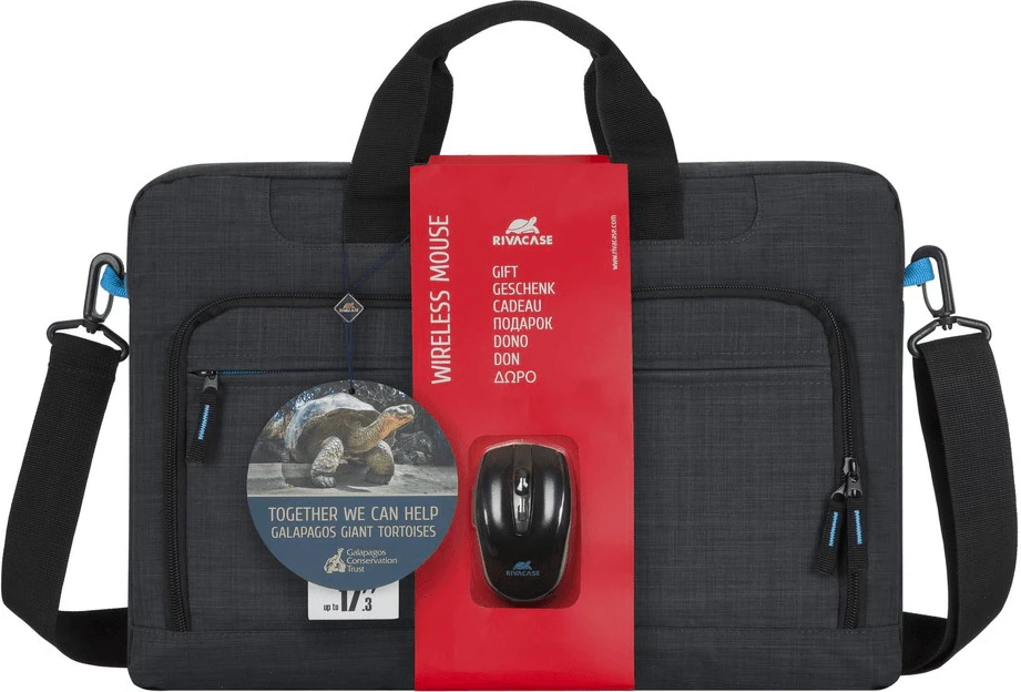 Çantë laptopi RIVACASE 8058 17.3" me Maus pa kabllo, e zezë (bundle)