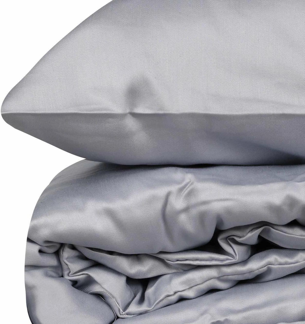Set mbulesë jorgani njëpersonëshe satin, ngjyrë gri, L'Essentiel Linge de Maison, Elegant